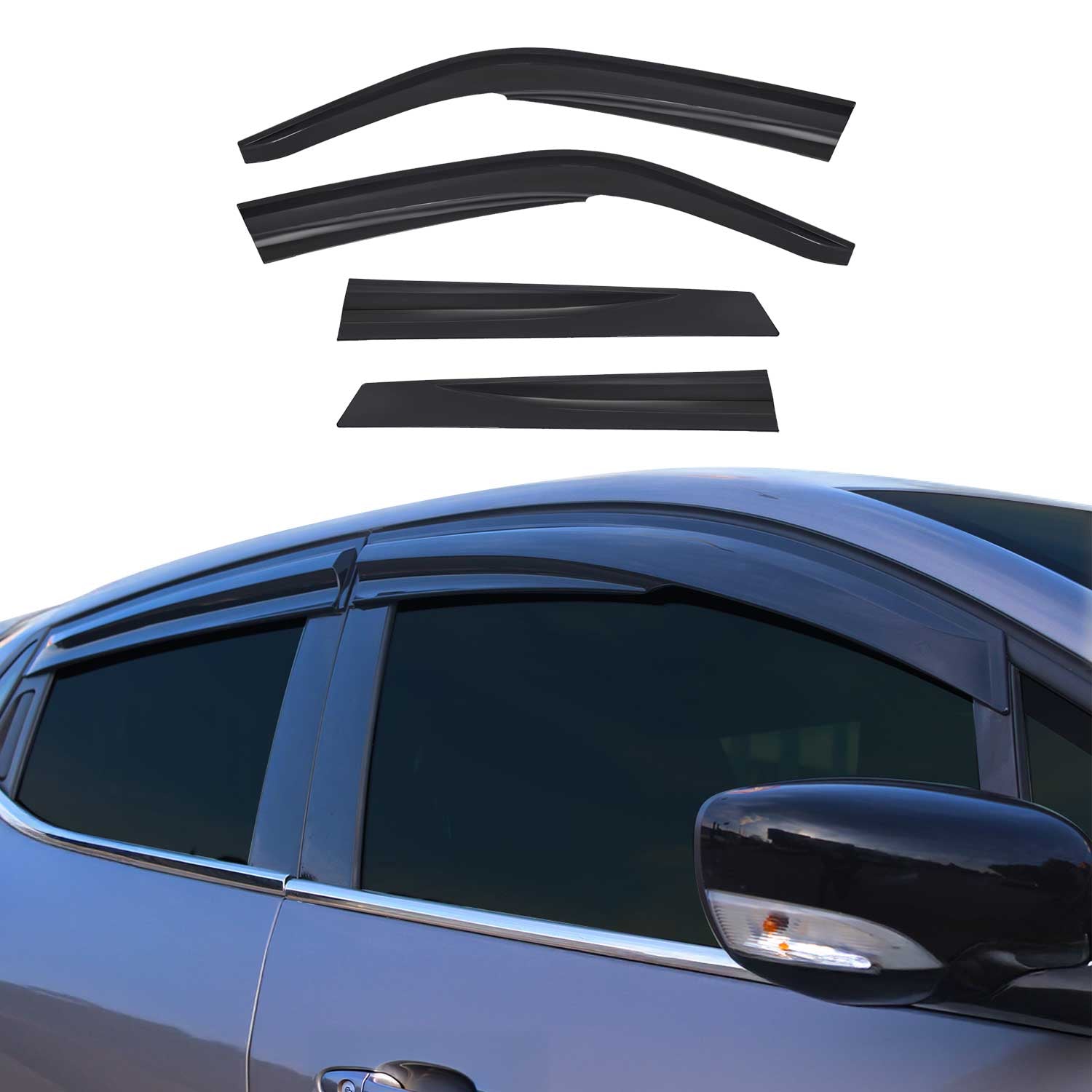 4x Windabweiser Regenabweiser für Opel Vectra B 1995-2003 Acryl Dunkel