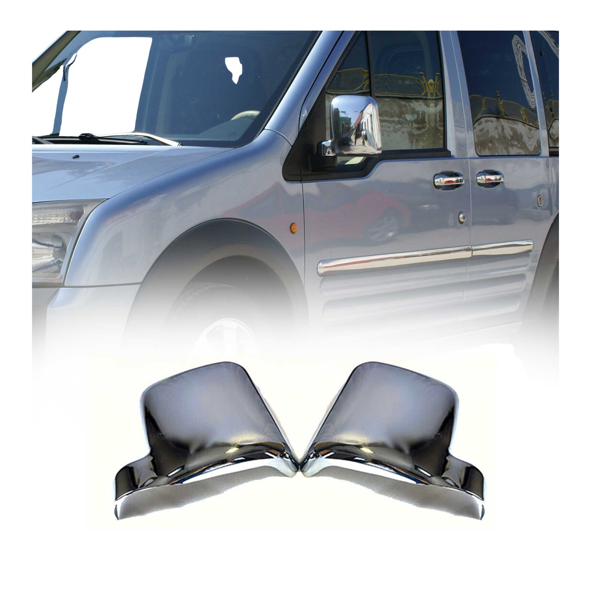 Spiegelkappen Spiegelabdeckung für Ford Tourneo Connect 2002-2009 Chrom ABS