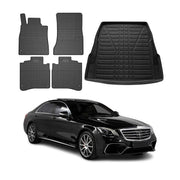 Fußmatten & Kofferraumwanne Set für Mercedes S Klasse W222 2014-2020 Gummi 5x