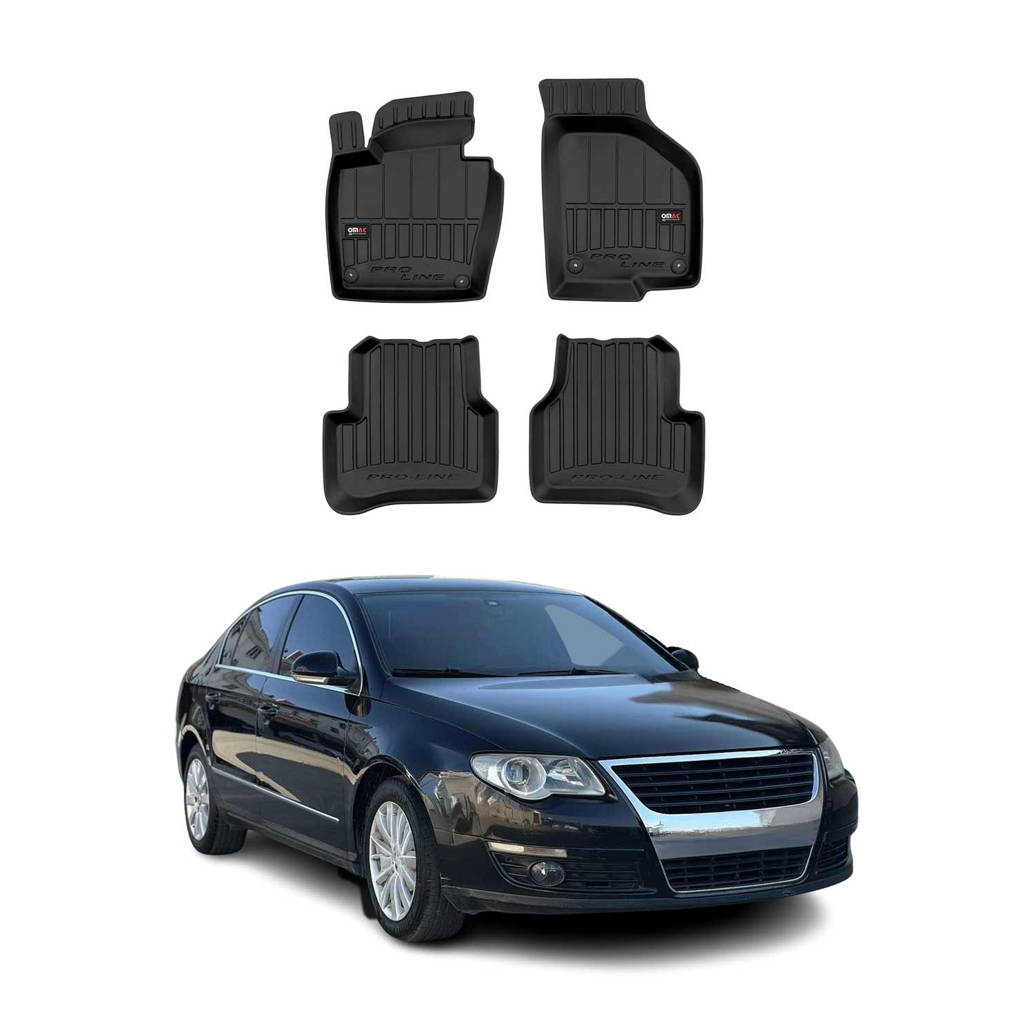 OMAC Gummi Fußmatten für VW Passat B6 2005-2010 Premium TPE Automatten 4tlg