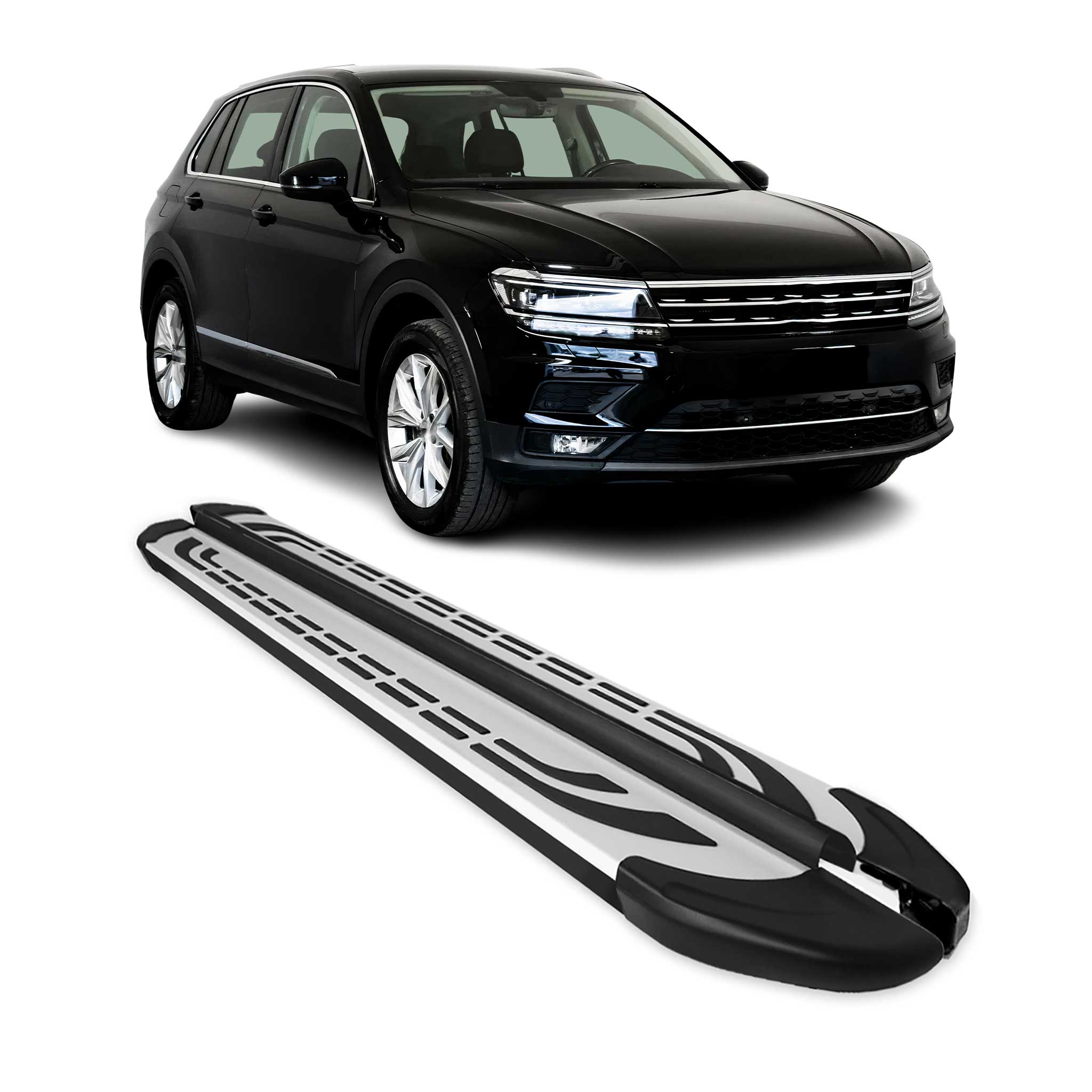 Trittbretter Seitenbretter für VW Tiguan Allspace 2016-2023 Alu Schwarz-Grau