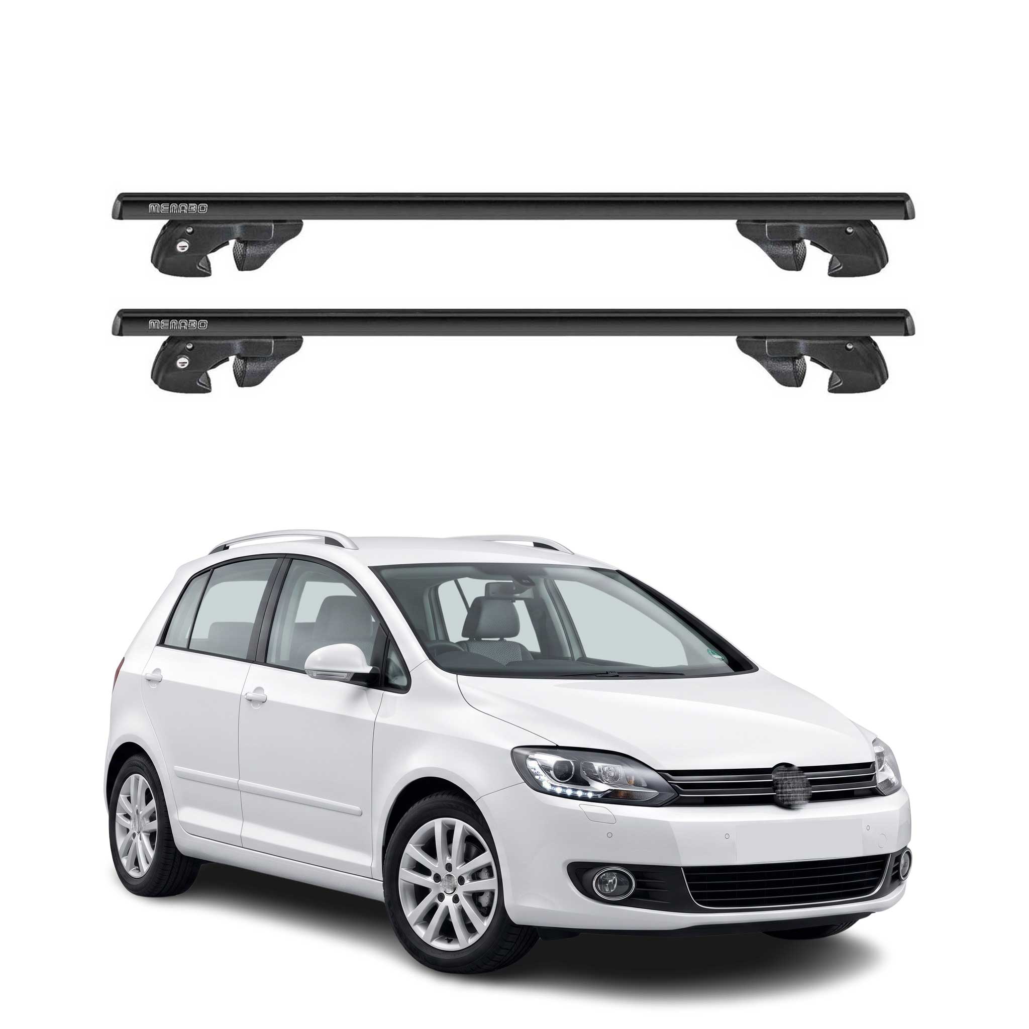 Dachträger Grundtäger für VW Golf Plus mk6 2009-2016 Alu 90kg TÜV Schwarz 2tlg