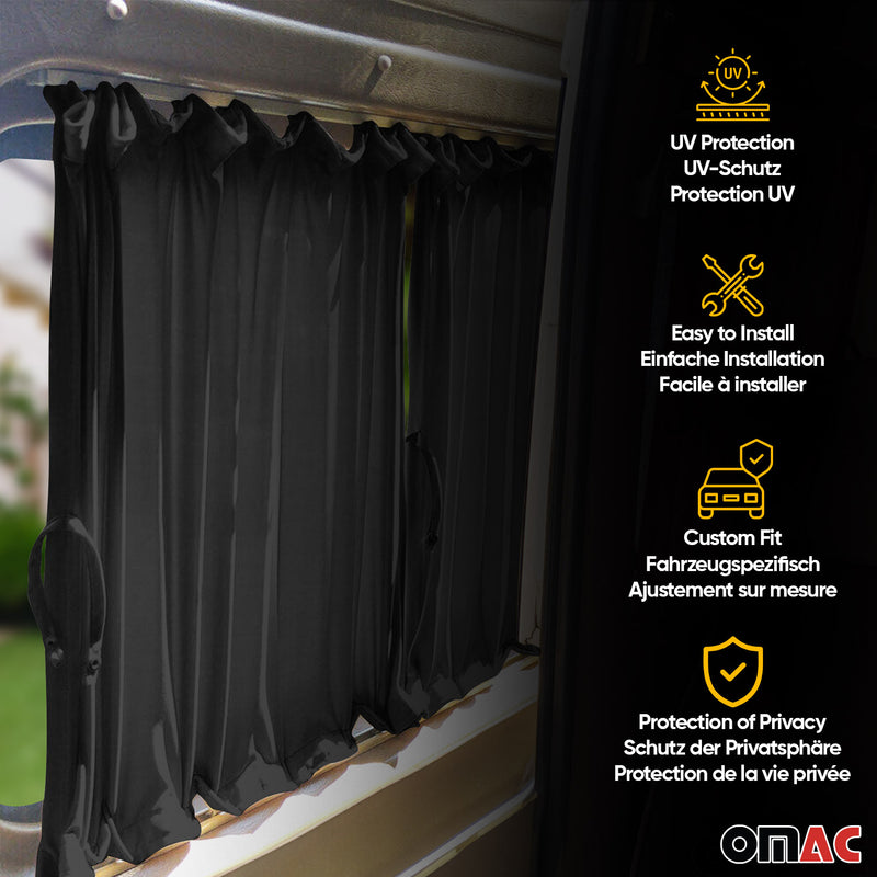 Curtain sun protection for Opel Vivaro 2001-2014 short black double rear door 10x