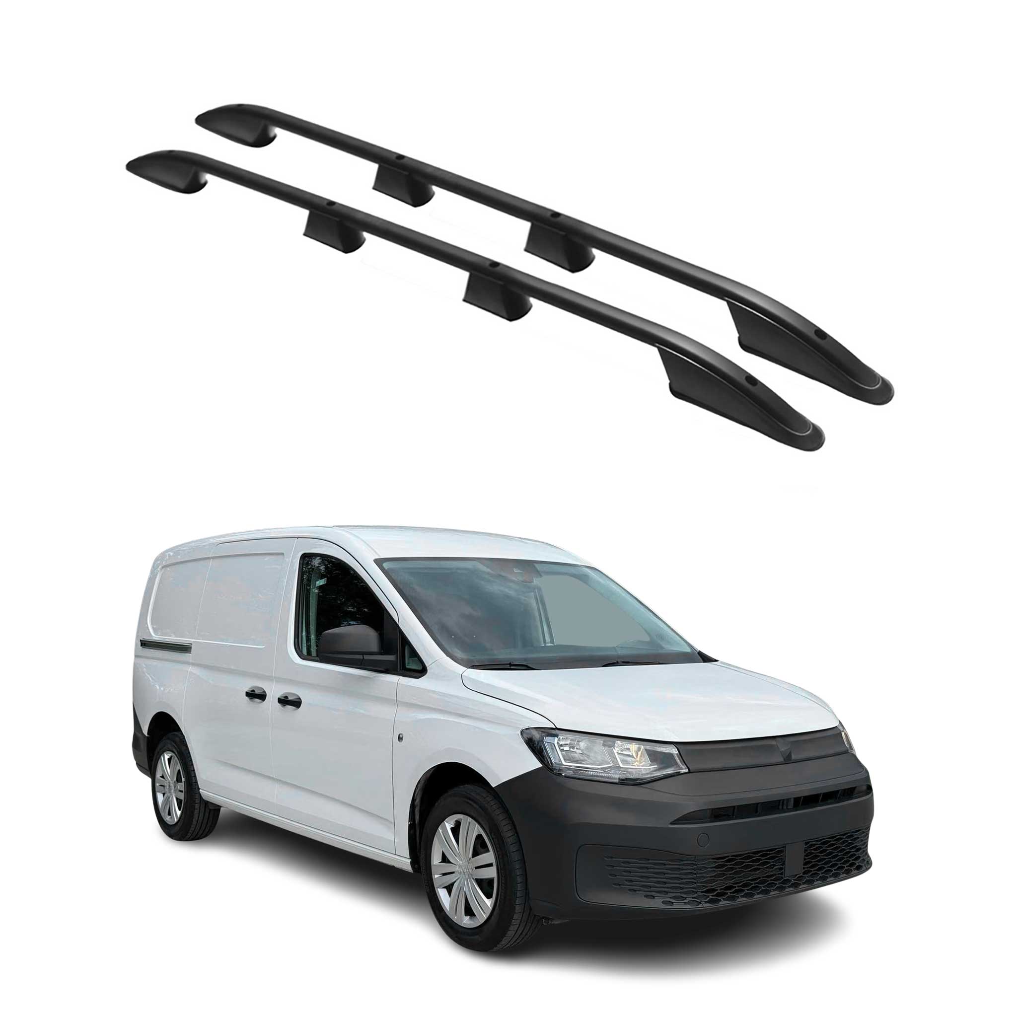 Dachreling Dachgepäckträger für VW Caddy 2020-2026 L2 Länger Alu Schwarz 2x