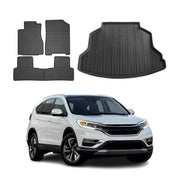 Fußmatten & Kofferraumwanne Set für Honda CR-V 2012-2017 Gummi TPE Schwarz 5x