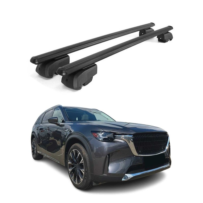 Dachträger Grundtäger für Mazda CX-90 2023-2025 75kg Aluminium Schwarz 2 tlg