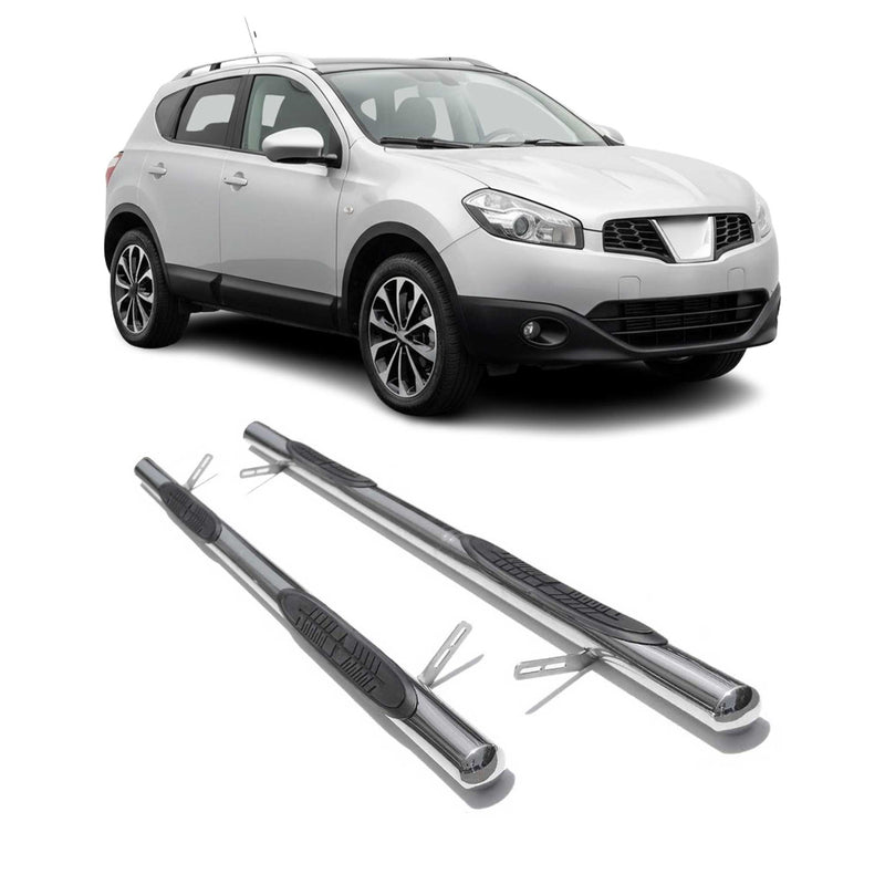 Edelstahl Trittbretter Schwellerrohre für Nissan Qashqai +2 NJ10 2008-14 Silber
