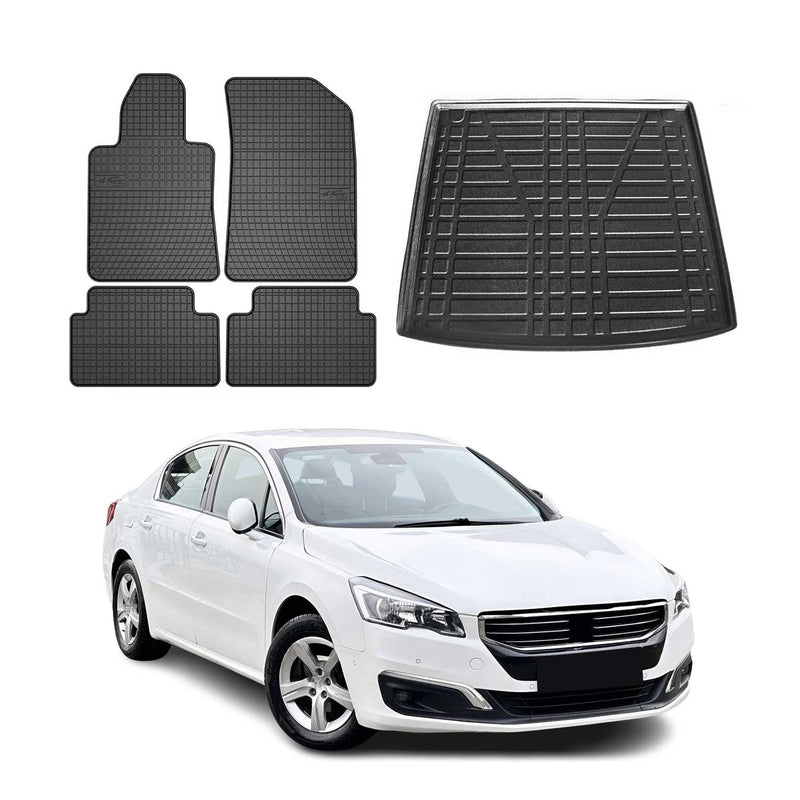 Fußmatten & Kofferraumwanne Set für Peugeot 508 Estate 2010-2018 Gummi TPE 5x