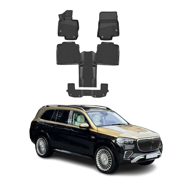 OMAC Gummimatten Fußmatten für Mercedes GLS Klasse X167 2019-2025 TPE Schwarz 4x