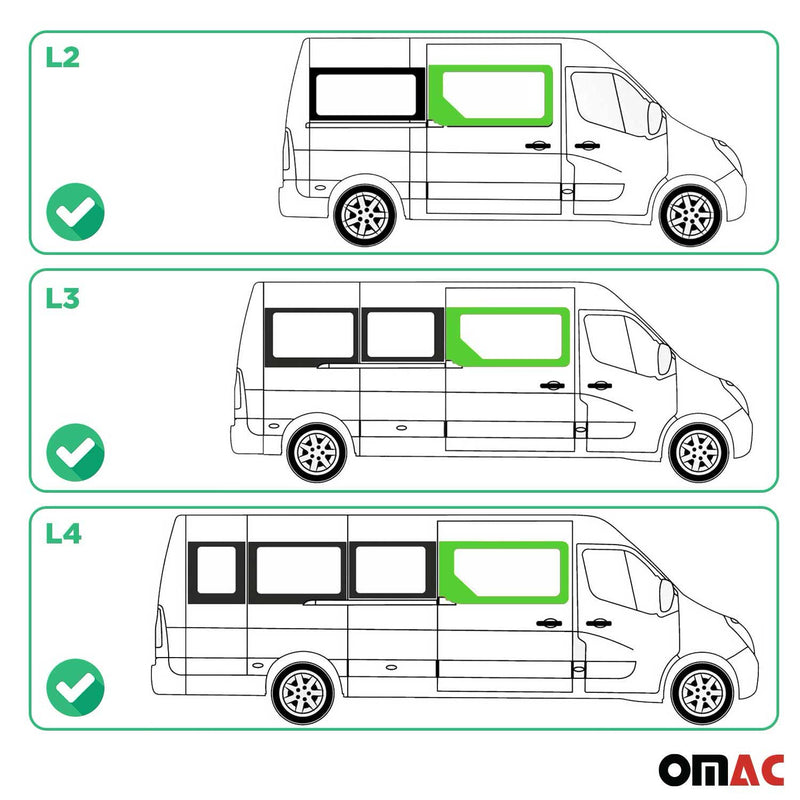 Seitenfenster Auto für Opel Movano 2010-2025 Schiebetür Rechts L2 L3 L4 H2