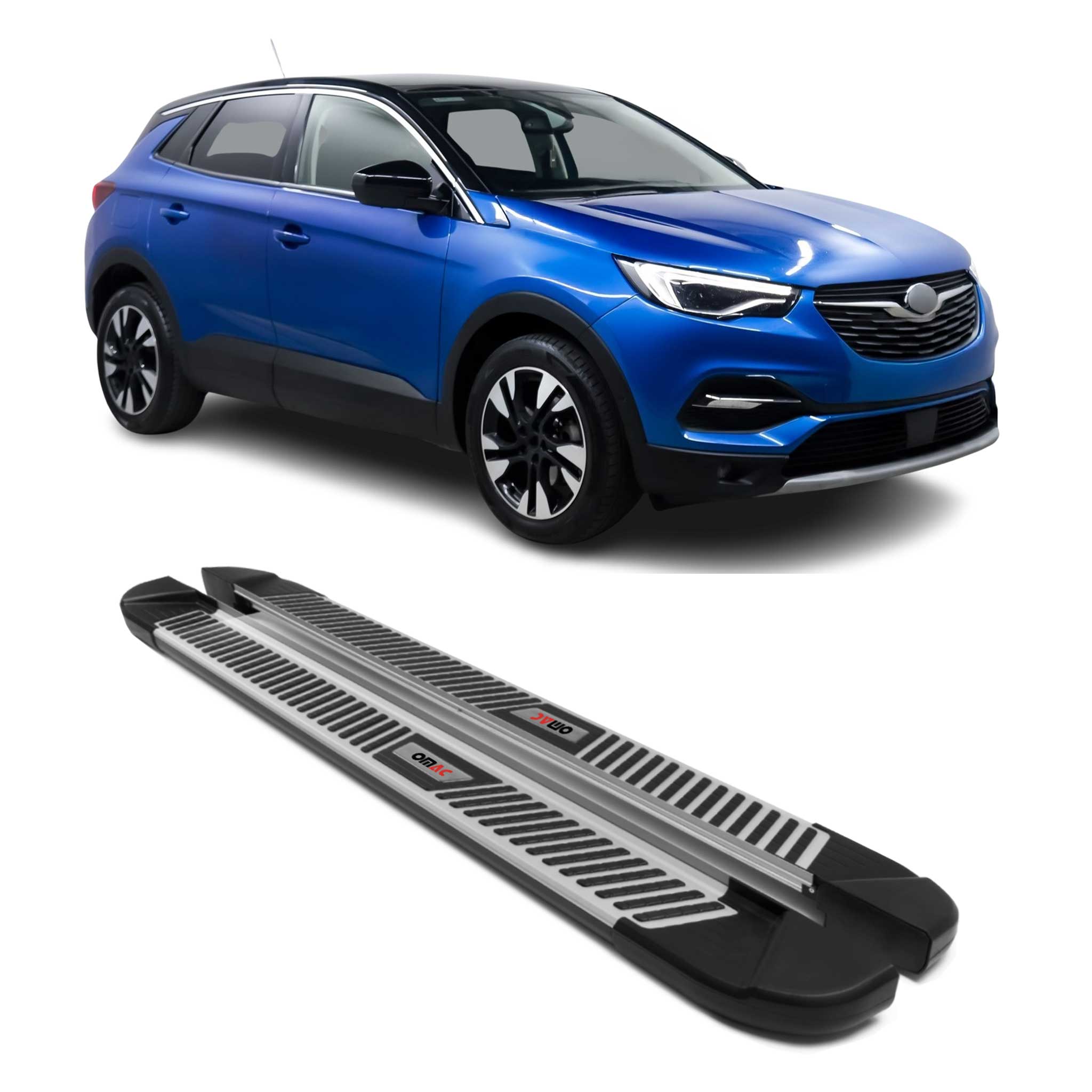 Trittbretter Seitenbretter Schweller für Opel Grandland X 2017-2024 Alu Schwarz
