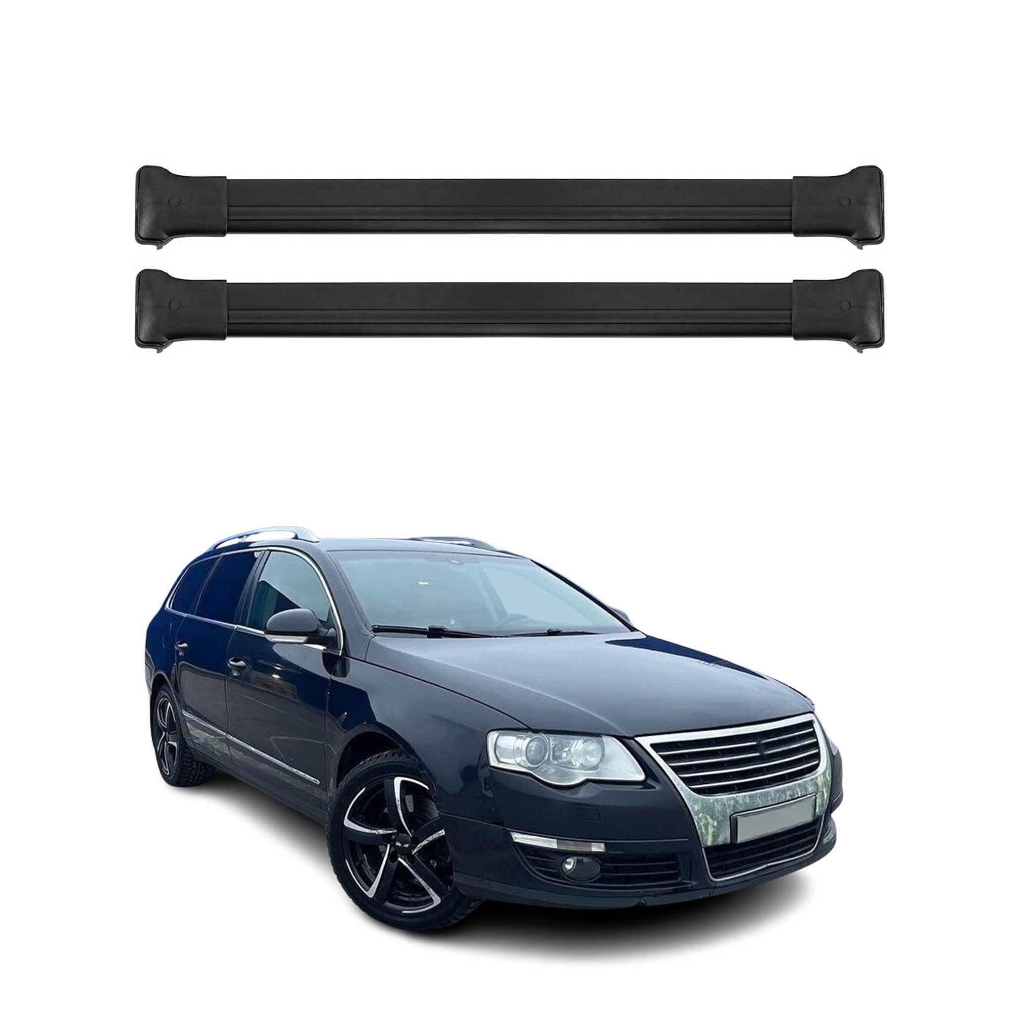 Dachträger Grundtäger für VW Passat B6 Variant 2005-2010 75kg Alu Schwarz 2 tlg