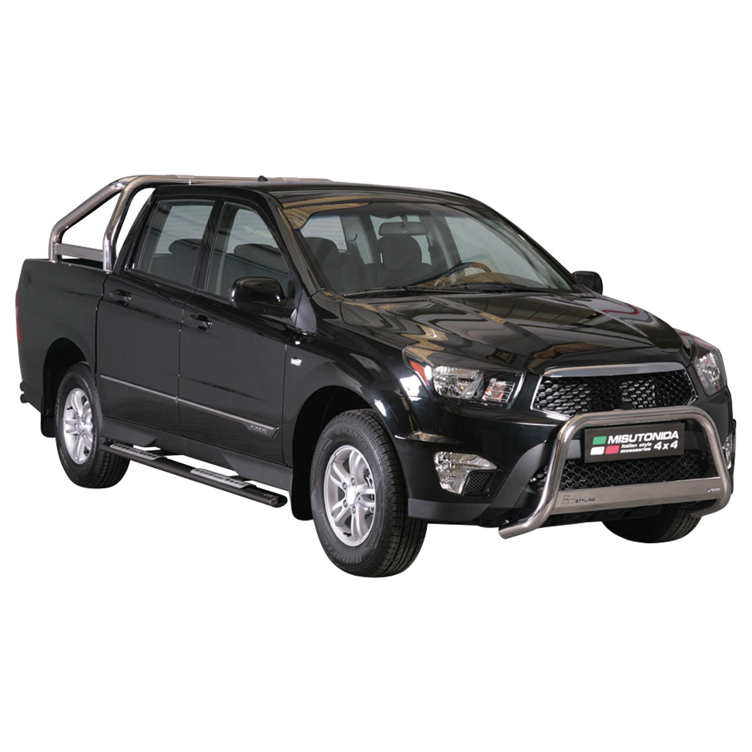 Stahl Schwellerrohre Trittbretter für Ssangyong Actyon Sports 2012-2018 Schwarz