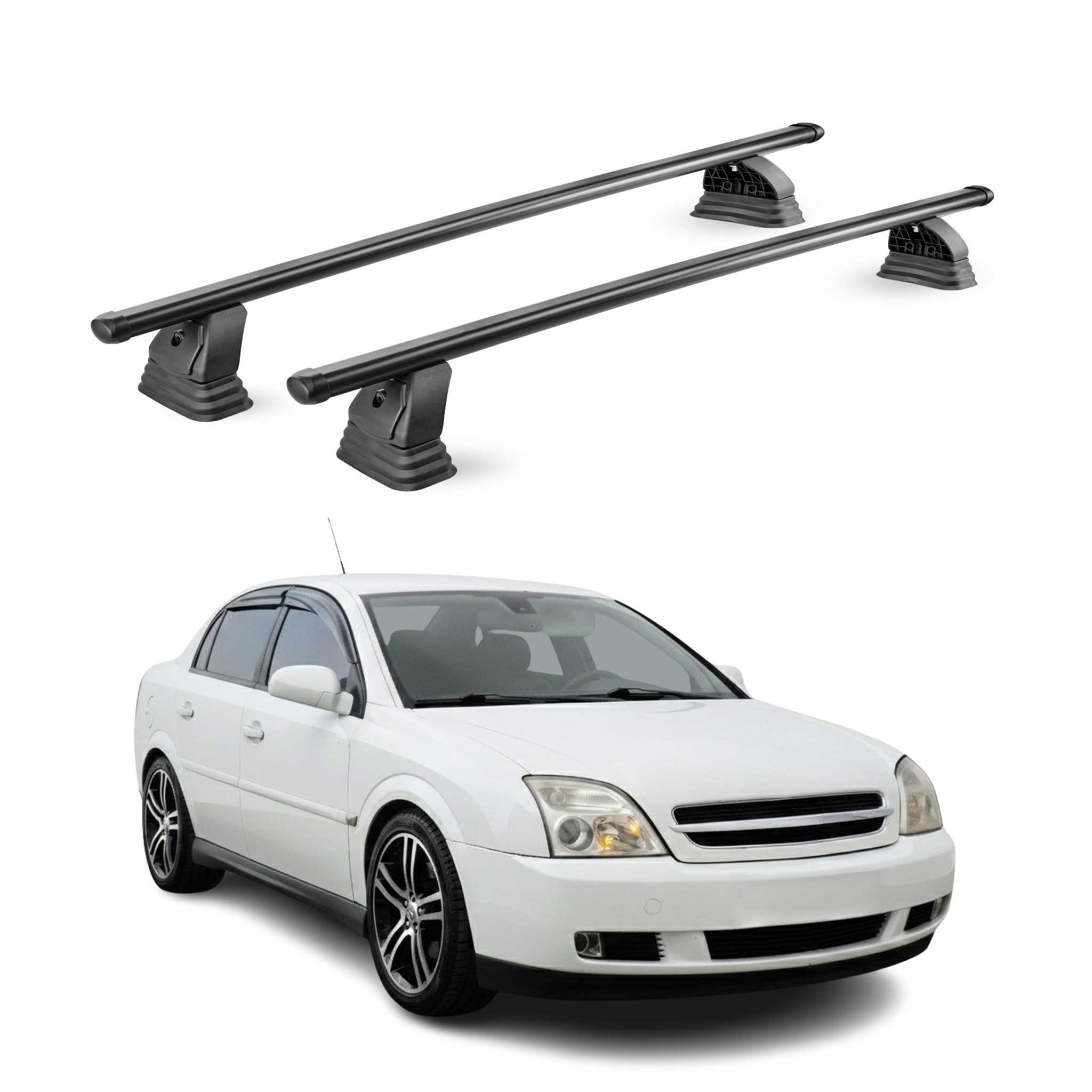 Stahl Dachträger für Opel Vectra C 2002-2008 4Tür TÜV Abschließbar 2tlg Schwarz