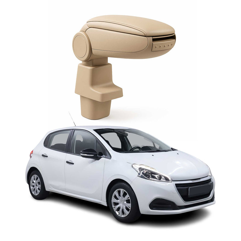 Mittelarmlehne Armlehne Mittelkonsole für Peugeot 208 2012-2019 PU-Leder Beige