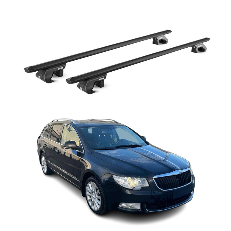 Dachträger Grundtäger für Skoda Superb Kombi 2008-2023 90kg Alu Schwarz 2x ABE