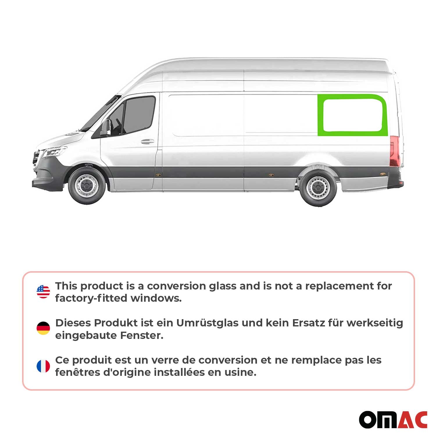 Fensterscheibe für VW Crafter Kasten 2006-2017 L3 L4 Hintere linke Seite