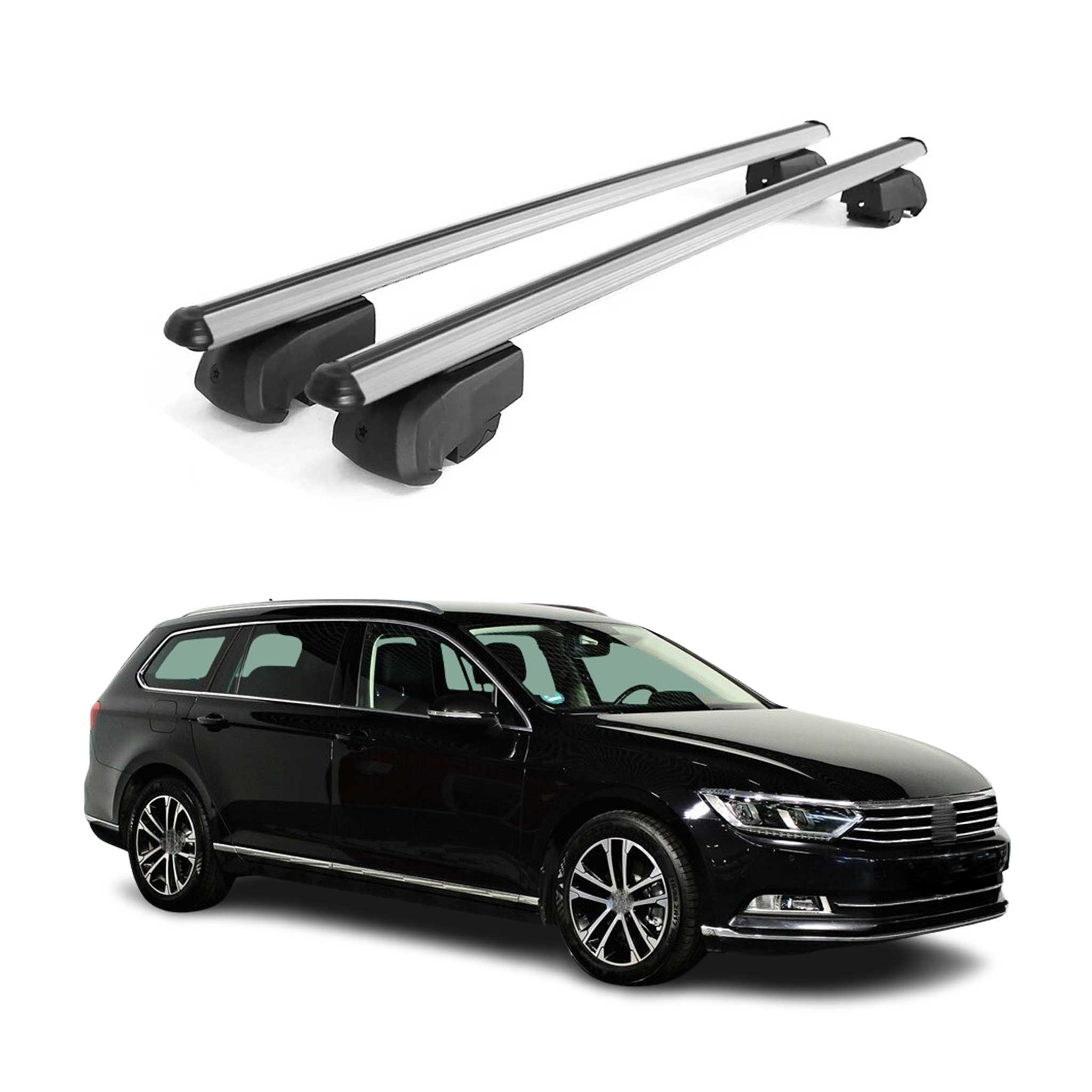 Dachträger Gepäckträger für VW Passat B8 Variant 2015-2019 ABE Alu Grau 2tlg