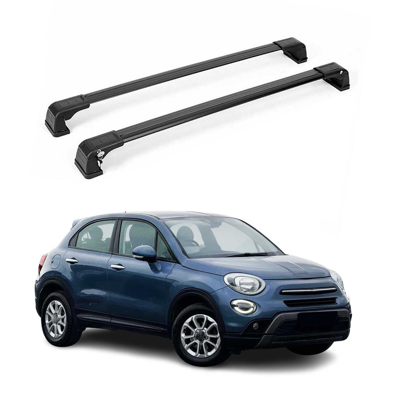 Aluminium Dachträger Gepäkträger Grundträger für Fiat 500X 2014-2025 Schwarz 2x
