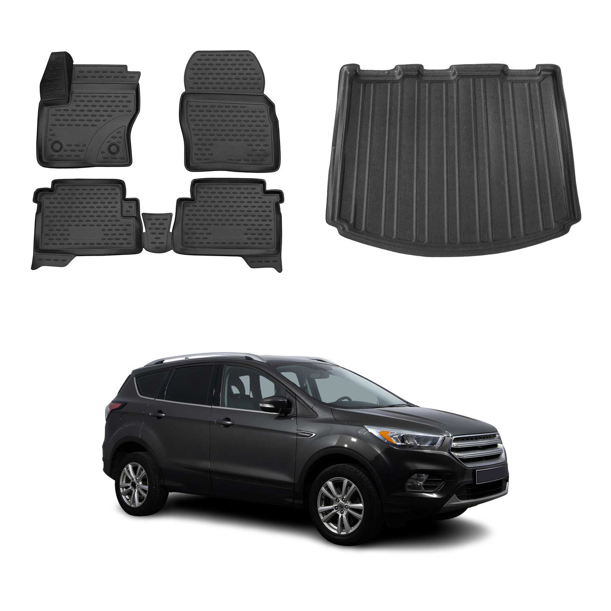 OMAC Fußmatten & Kofferraumwanne Set für Ford Kuga II 2012-2019