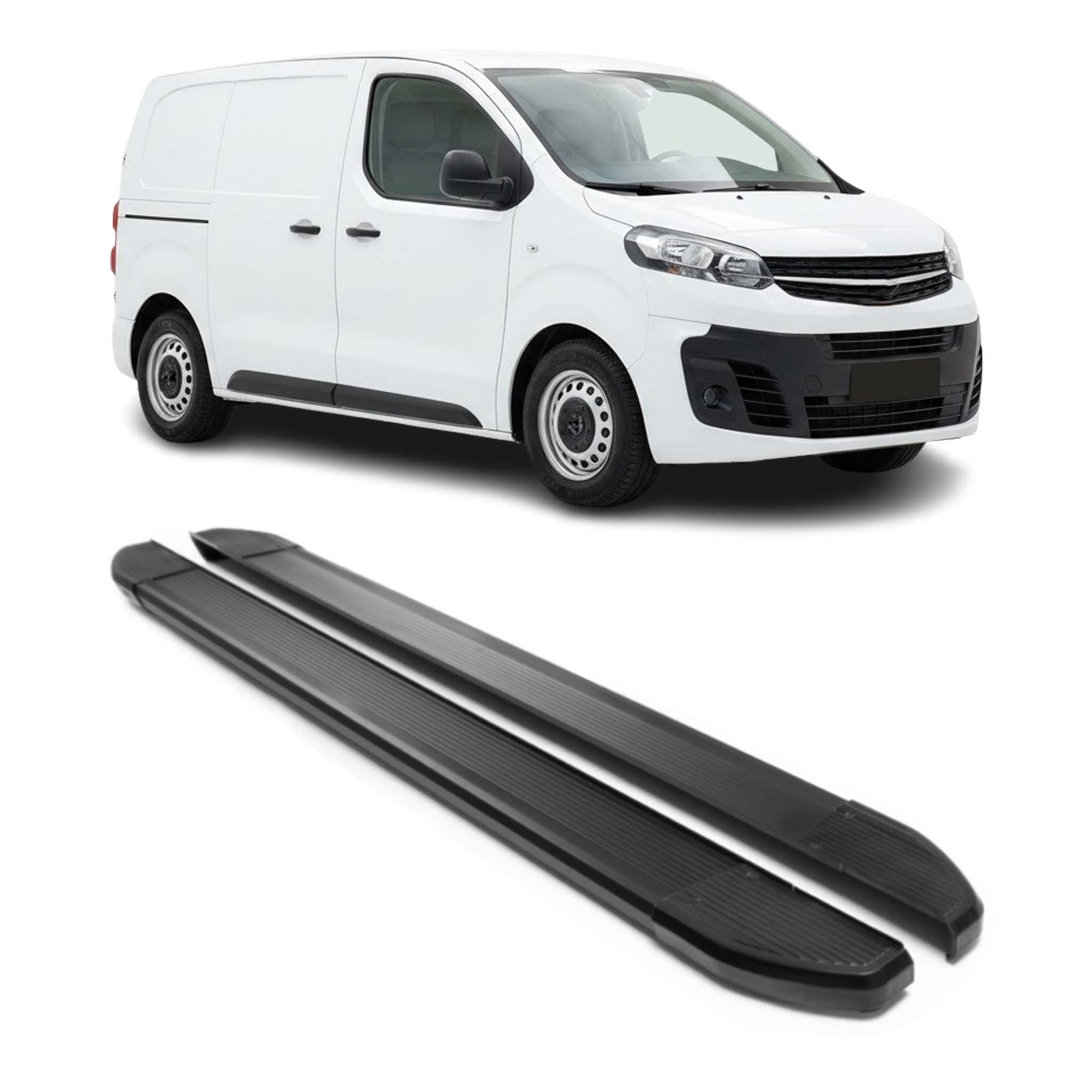 Alu Seitenschweller Trittbretter für Opel Vivaro C 2019-2026 Kurzer Schwarz 2tlg