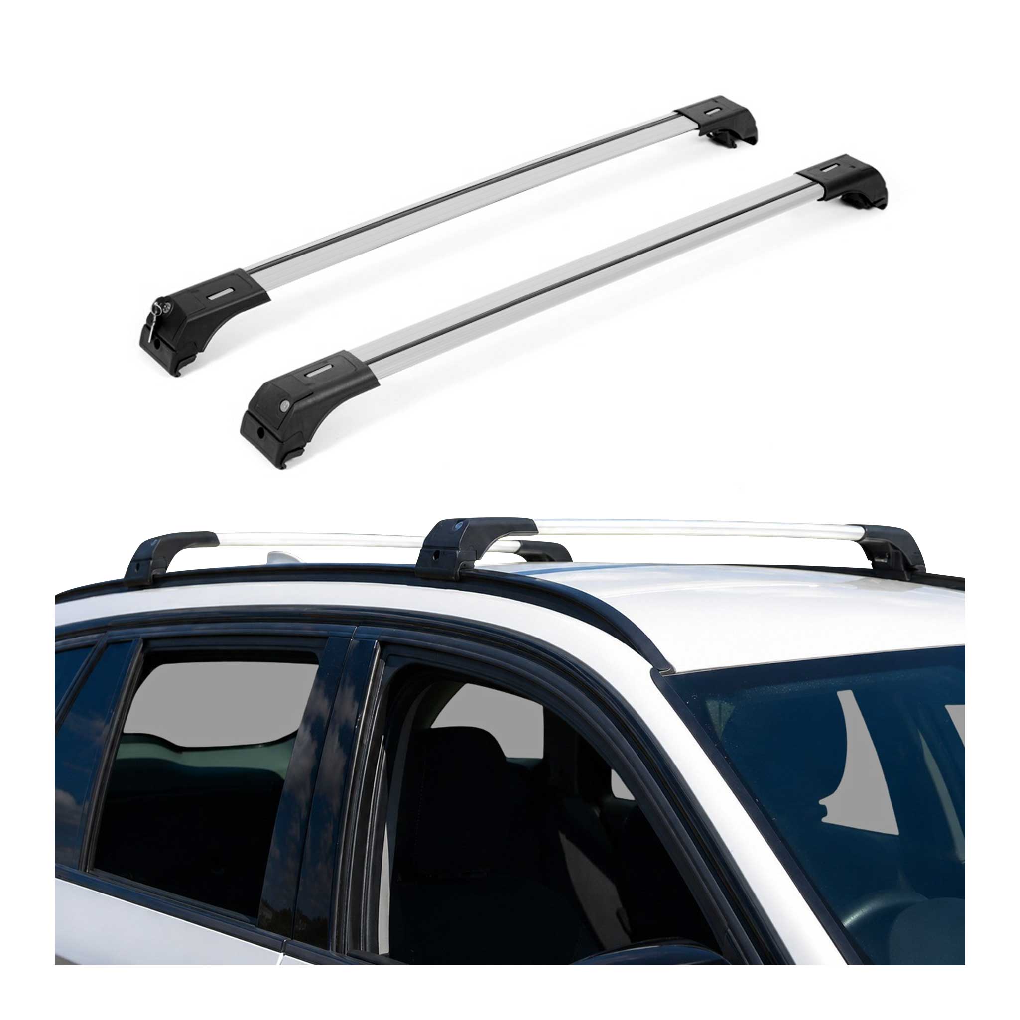 Alu Dachträger Gepäkträger Grundträger für Citroen C4 Cactus 2014-2020 Silber 2x