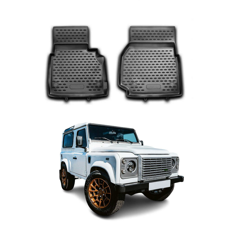 OMAC Gummimatten Fußmatten für Land Rover Defender D90 2007-2020 TPE Schwarz 2x