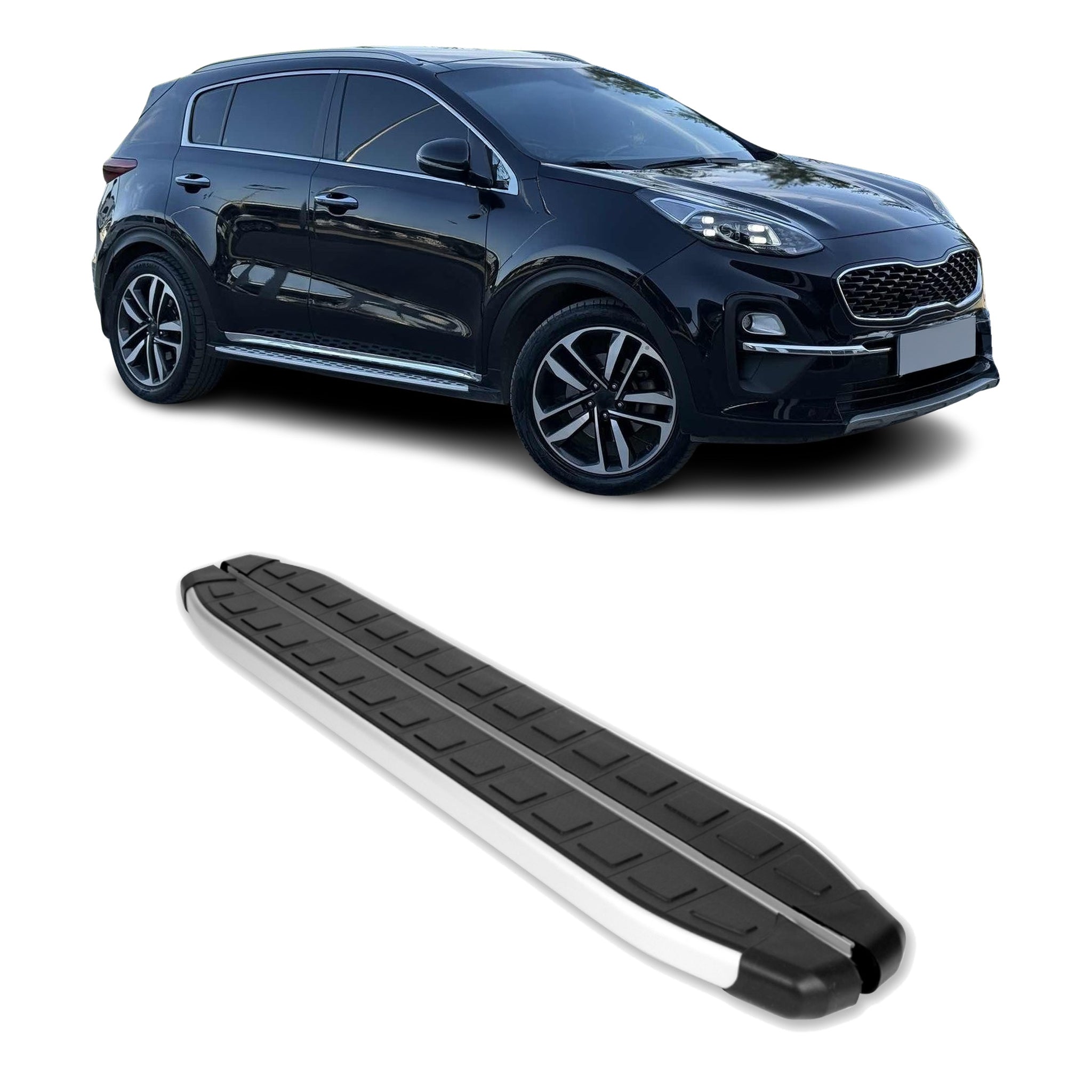 Seitenbretter Trittbretter für Kia Sportage mk4 QL 2017-2022 Alu Schwarz