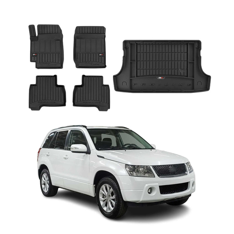 OMAC Fußmatten & Kofferraumwanne Set für Suzuki Grand Vitara 2005-2014 Gummi 5x
