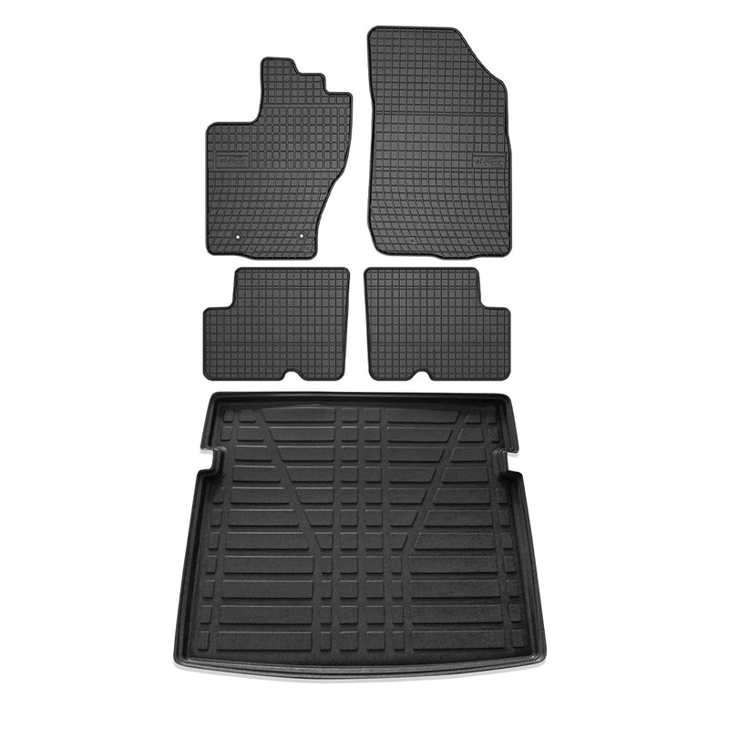 Fußmatten & Kofferraumwanne Set für Dacia Duster 2010-2018 Gummi TPE Schwarz 5x