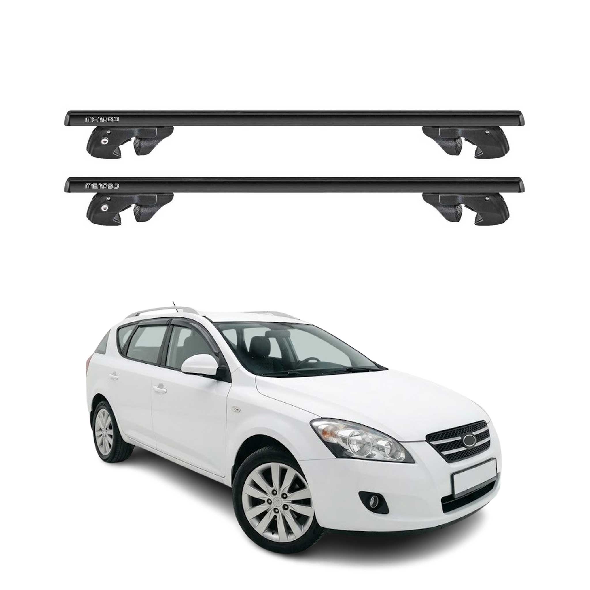 Dachträger Grundtäger für Kia Ceed I Kombi 2006-2012 Alu 90kg TÜV Schwarz 2tlg