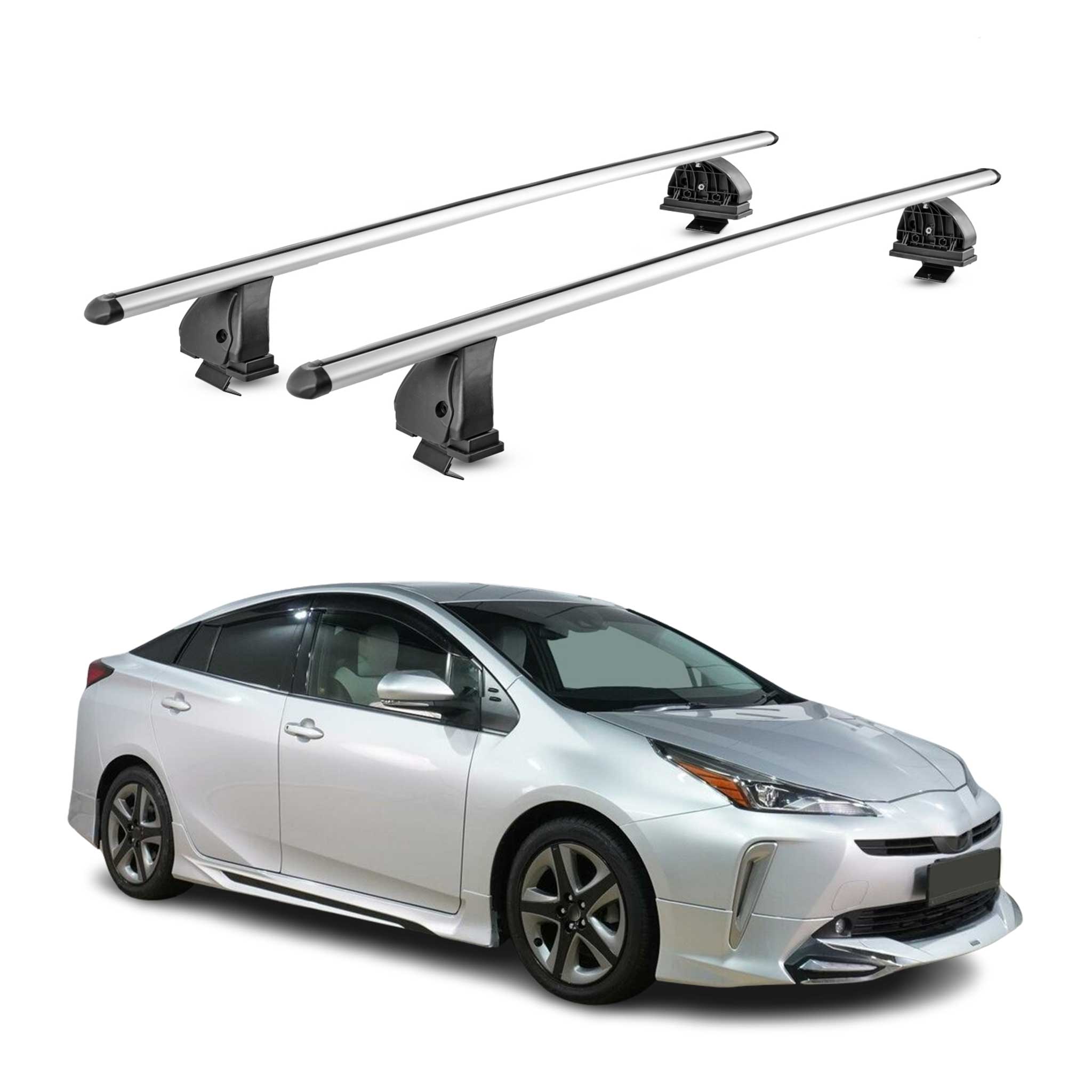 Alu Dachträger für Toyota Prius IV XW50 2015-2022 TÜV T-Nut 75 kg 2tlg Silber
