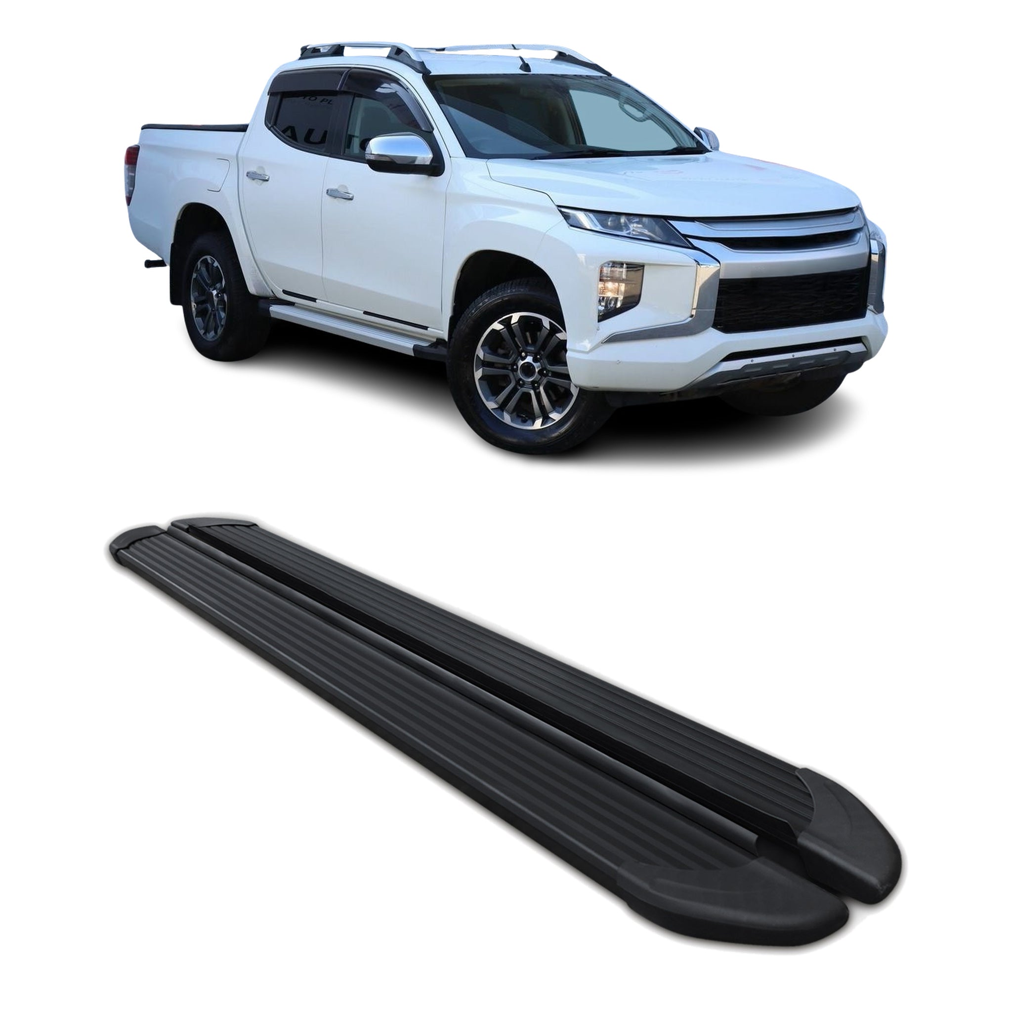Trittbretter Seitenschutz für Mitsubishi L200 V 2015-2023 Aluminium Schwarz 2x