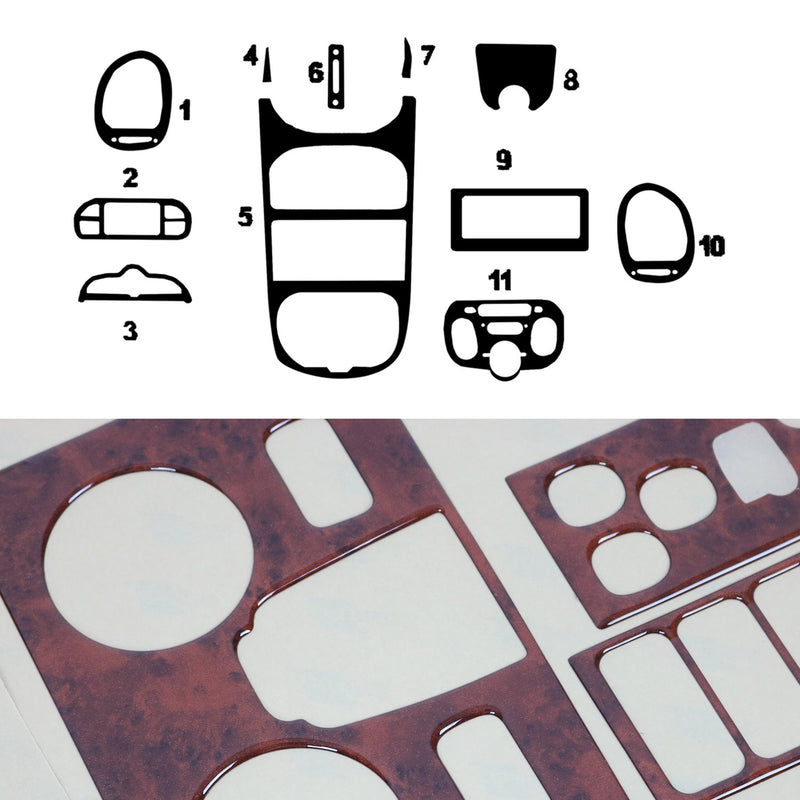 Innenraum Dekor Cockpit für Peugeot 206 1998-2009 Wurzelholz Optik 11tlg