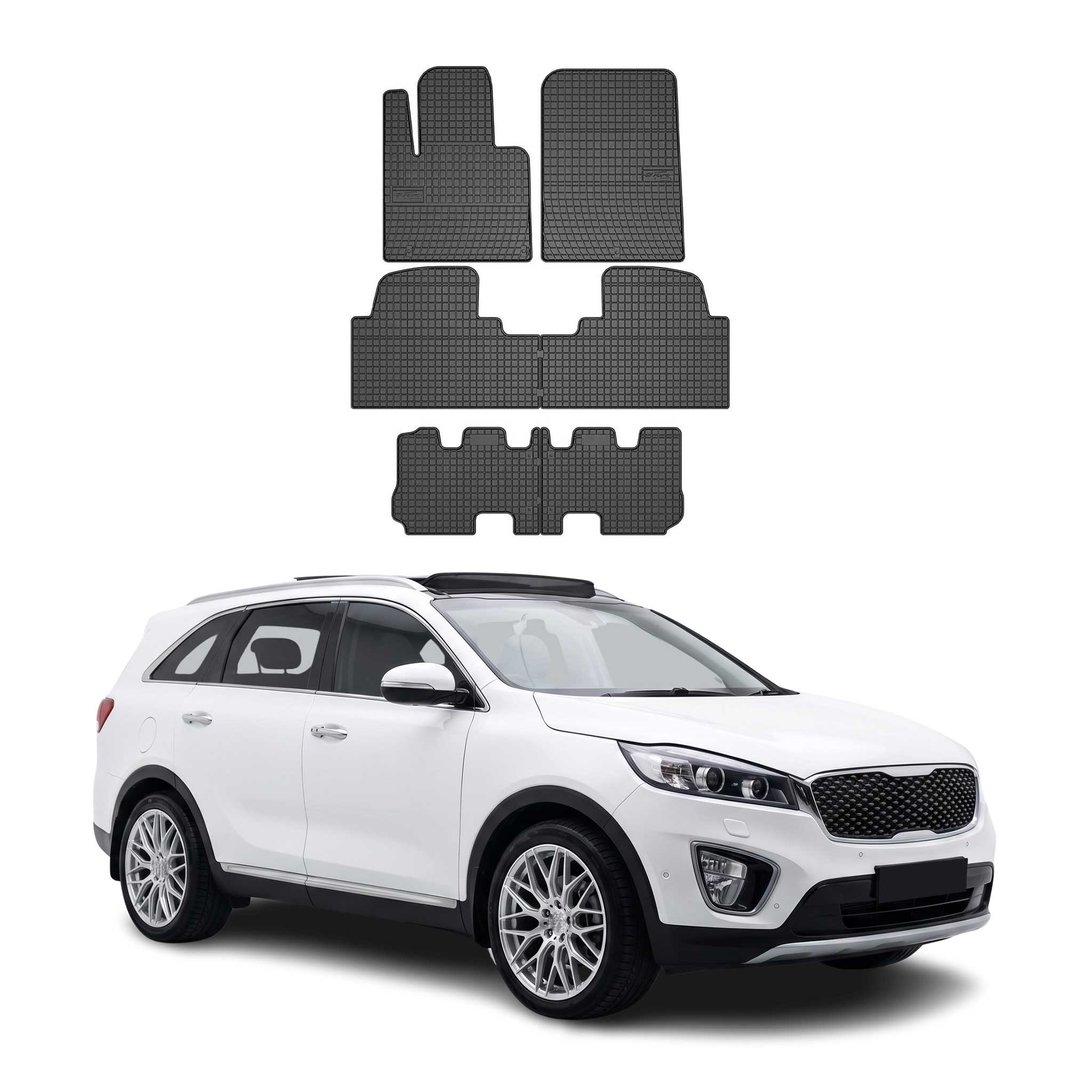 OMAC Gummi Fußmatten für Kia Sorento 2015-2020 Automatten Gummi Schwarz 6tlg