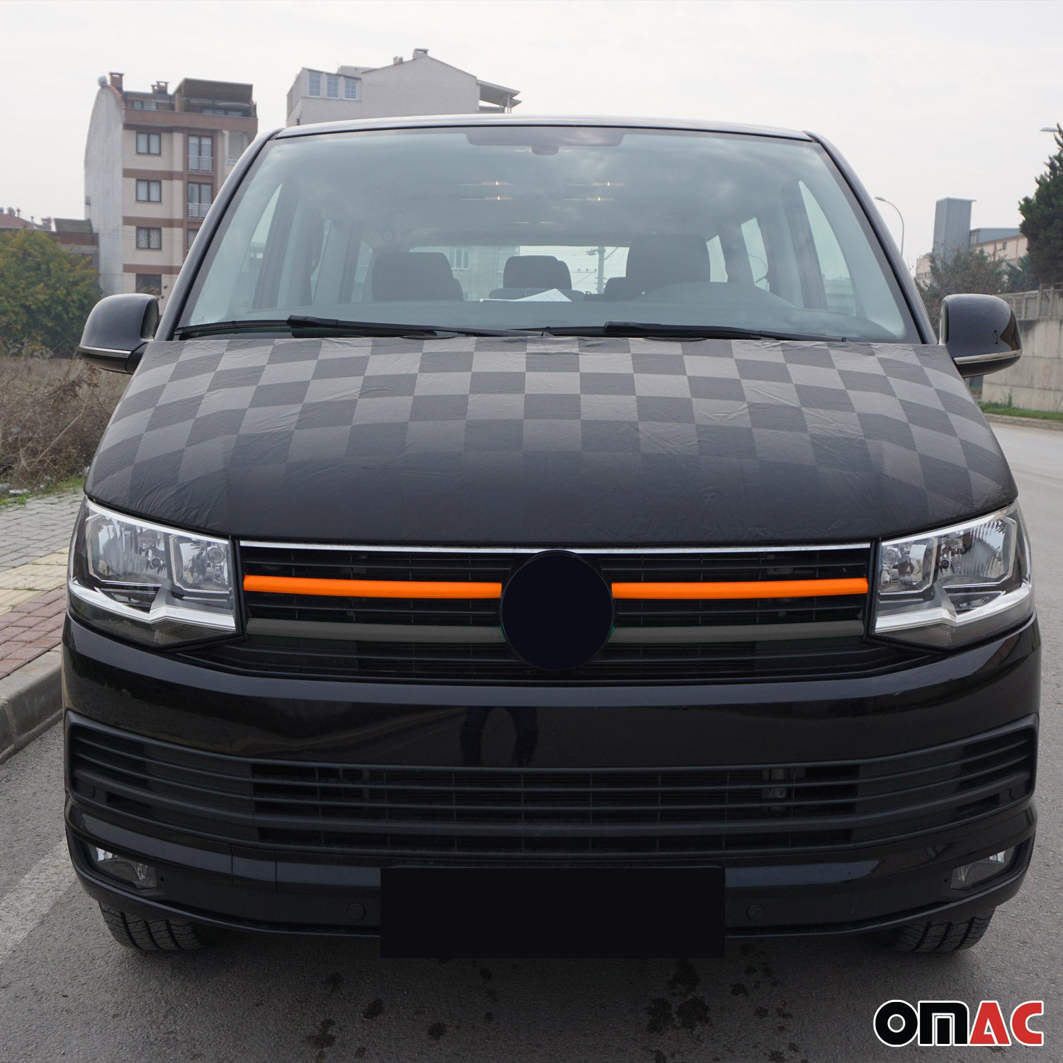 Kühlergrill Grillleisten für VW T6 2015-2019 Highline Edelstahl Orange 2tlg