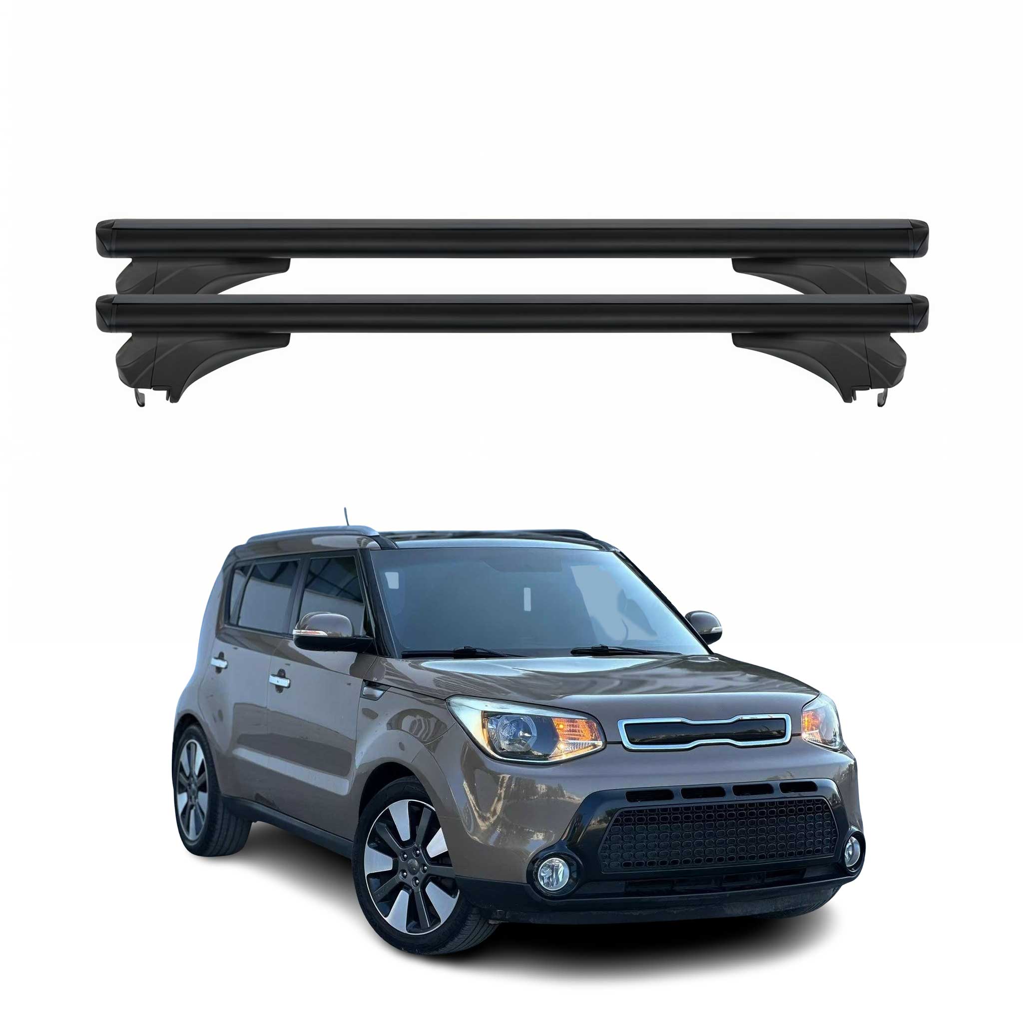 Menabo Dachträger Grundtäger für KIA Soul 2013-2018 Aluminium Schwarz 2 tlg