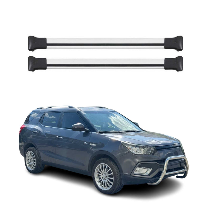 Dachträger Grundtäger für SsangYong XLV 2016-2020 75kg Aluminium Silber 2 tlg