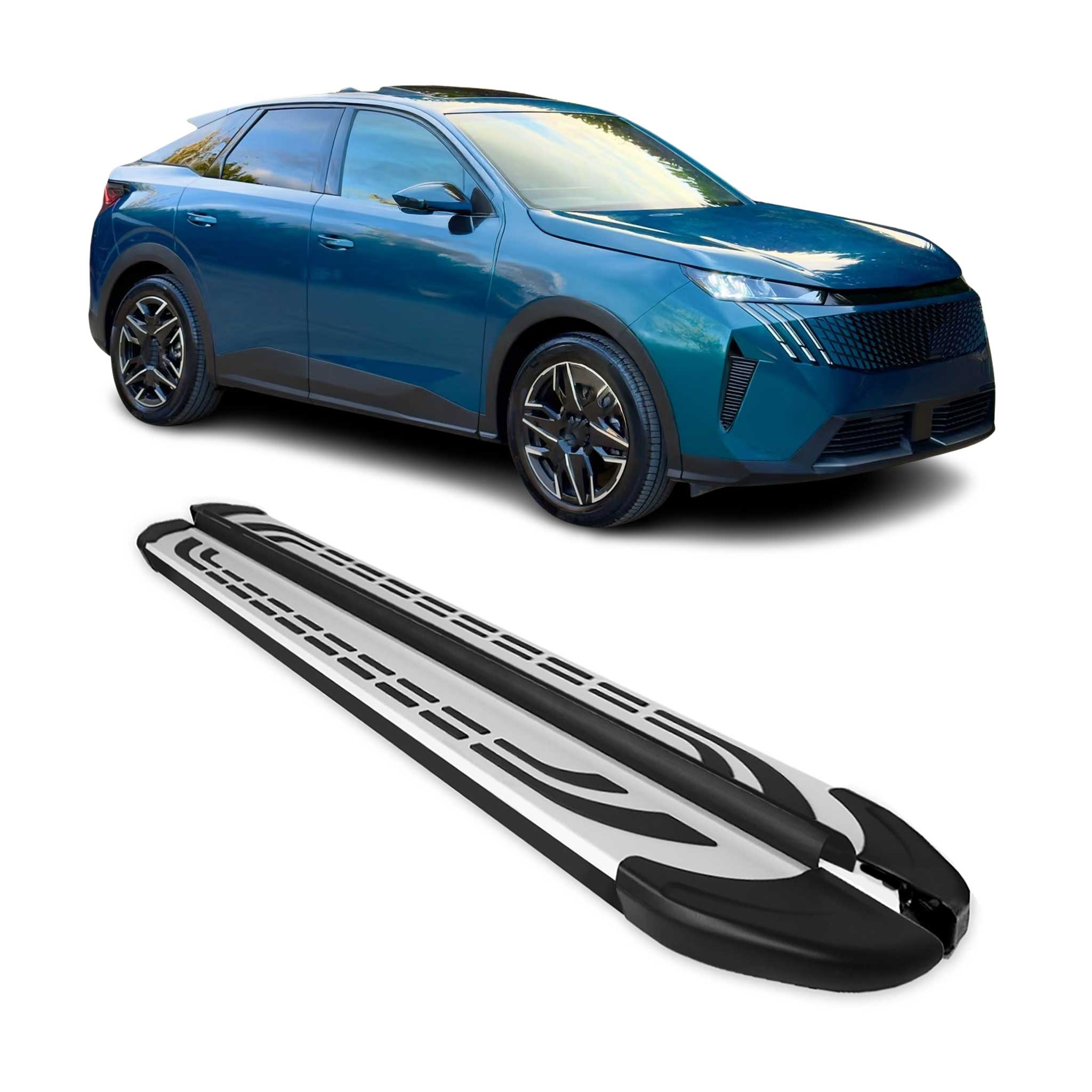 Trittbretter Seitenschweller für Peugeot 3008 III 2024-2026 Alu Schwarz Silber