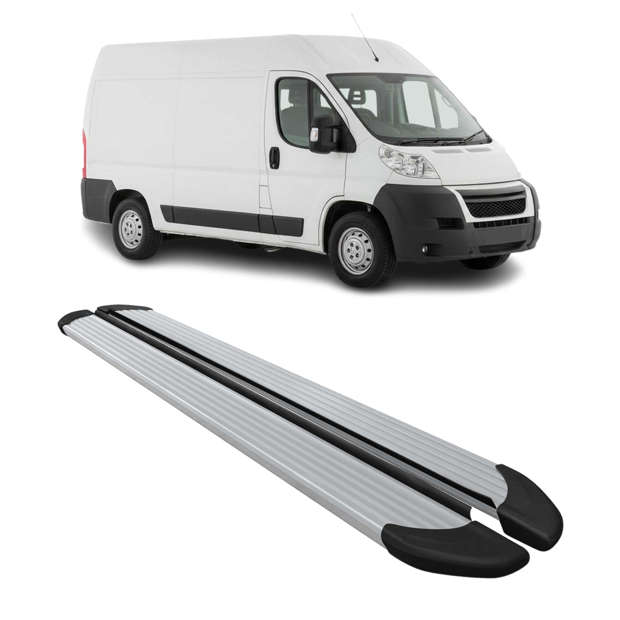 Seitenschweller Trittbretter Schweller für Citroen Jumper 2006-2026 L2 Alu Grau