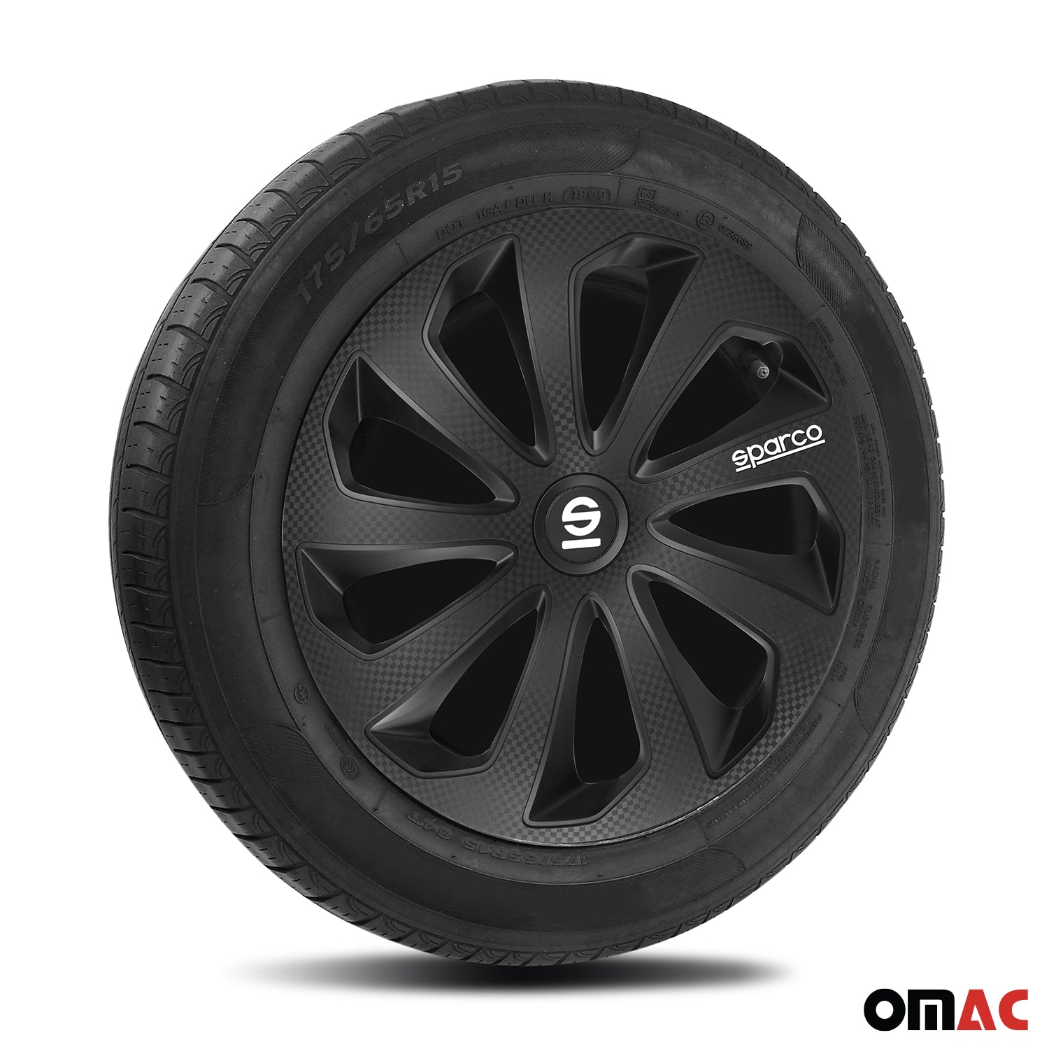 Radkappen Radzierblenden Sparco Sicilia 16" Zoll Abdeckung Set Schwarz Carbon 4x