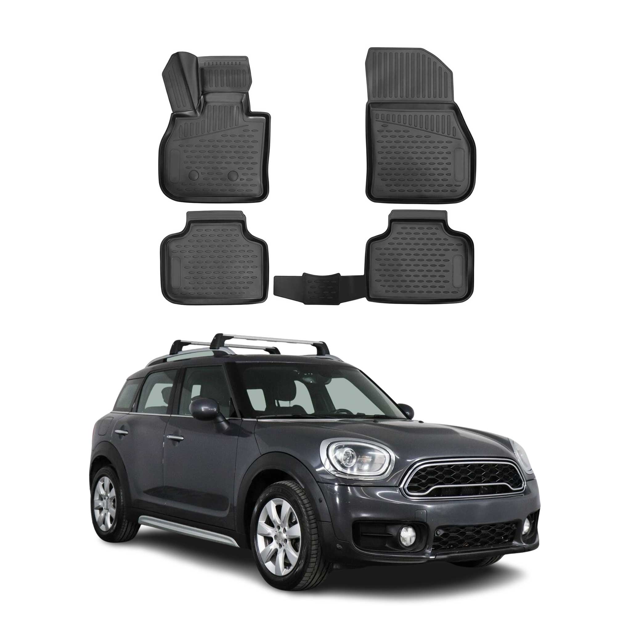 OMAC Gummimatten Fußmatten für Mini Countryman F60 2017-2023 TPE Schwarz 4x