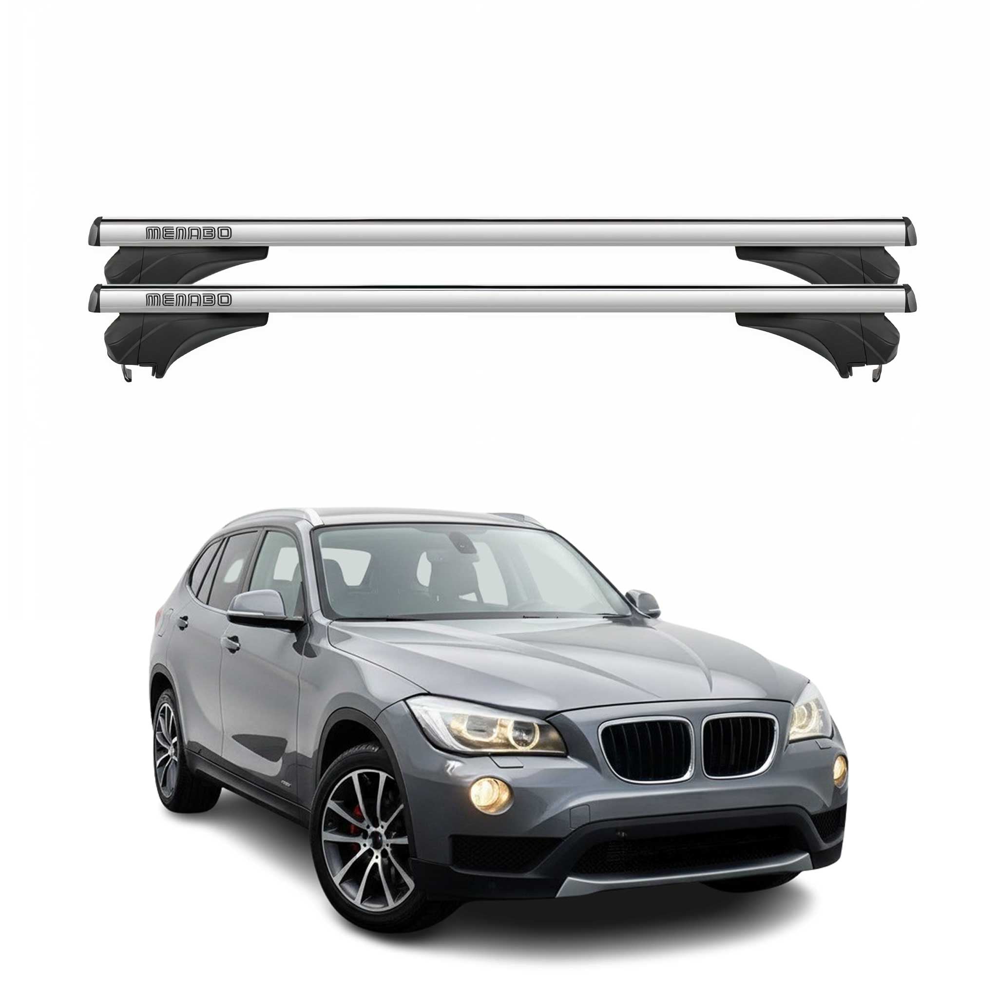 Menabo Dachträger Grundtäger für BMW X1 E84 2009-2015 Aluminium Silber 2 tlg