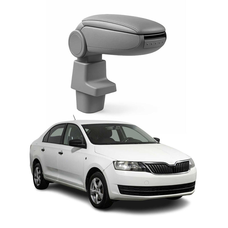 Mittelarmlehne Armlehne für Skoda Rapid Limo 2012-2019 PU-Leder ABS Grau