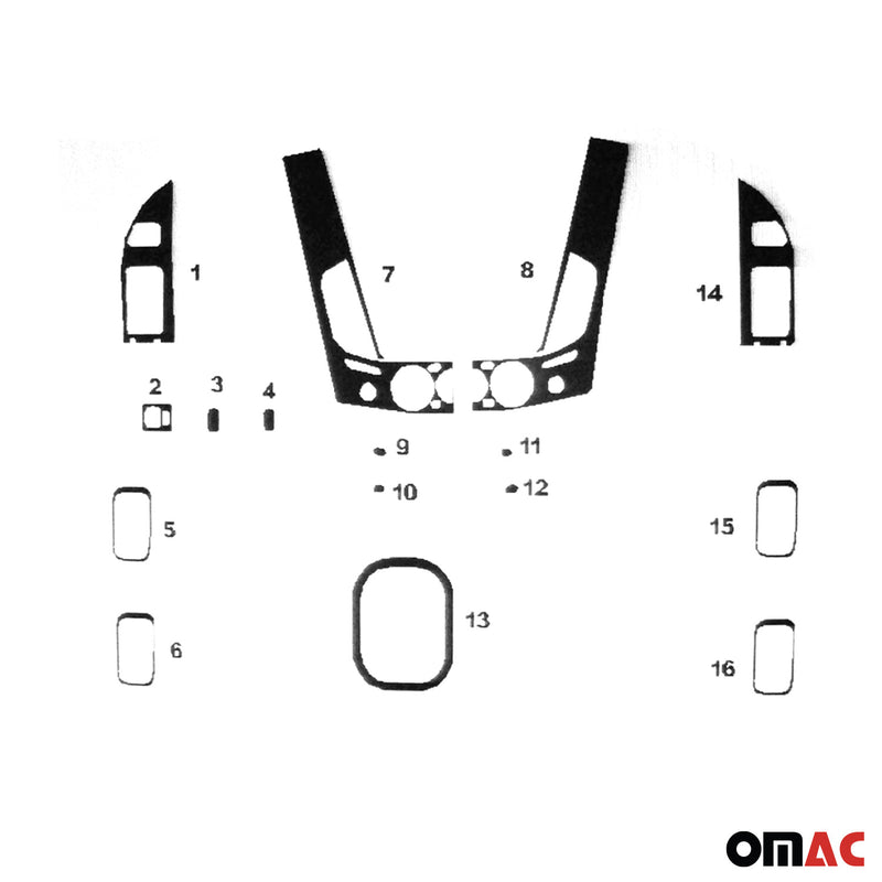 Innenraum Dekor Cockpit für Mitsubishi L200 2007-2014 Aluminium Optik 16tlg