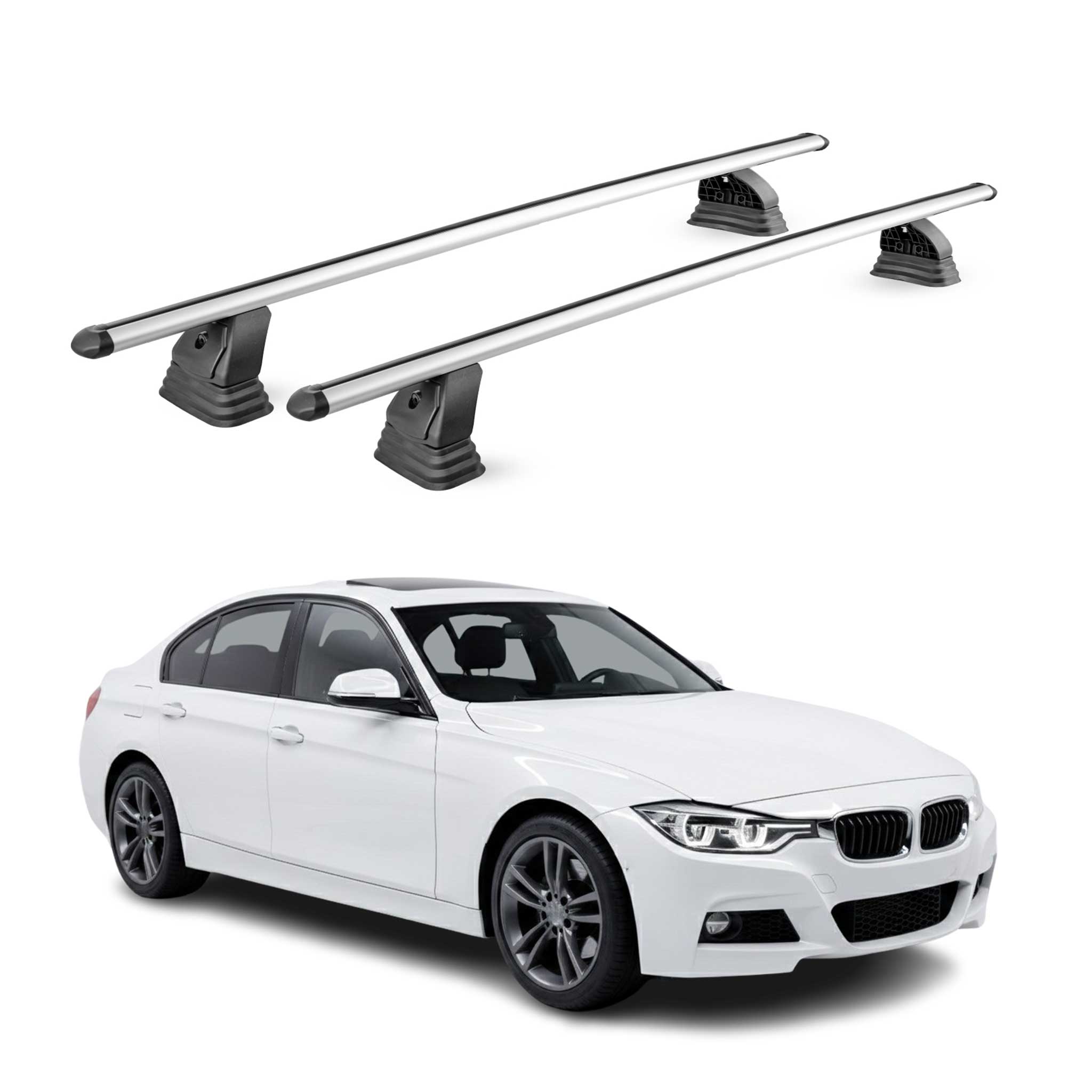 Alu Dachträger für BMW 3er F30 Limo 2012-2019 TÜV T-Nut 75 kg 2tlg Silber