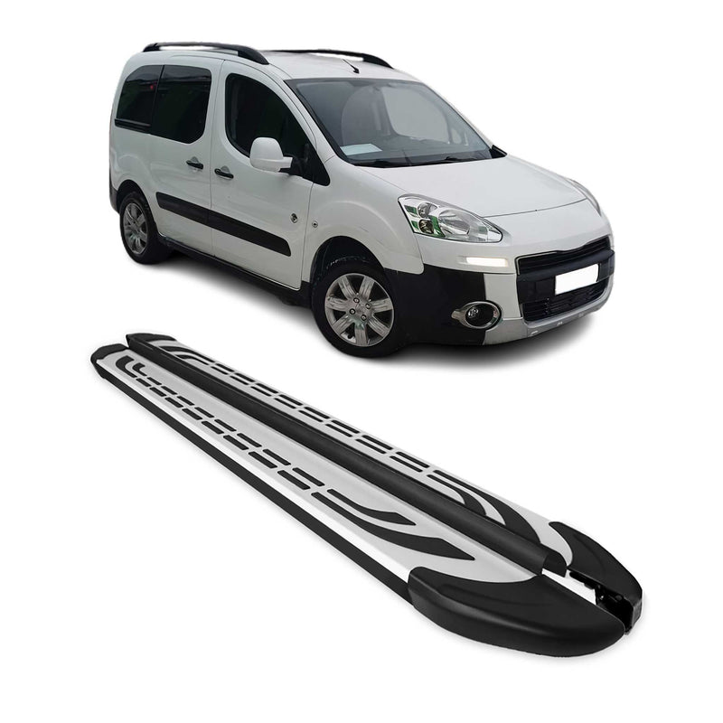 Trittbretter Seitenschweller für Peugeot Partner Tepee 2008-2018 Schwarz Alu