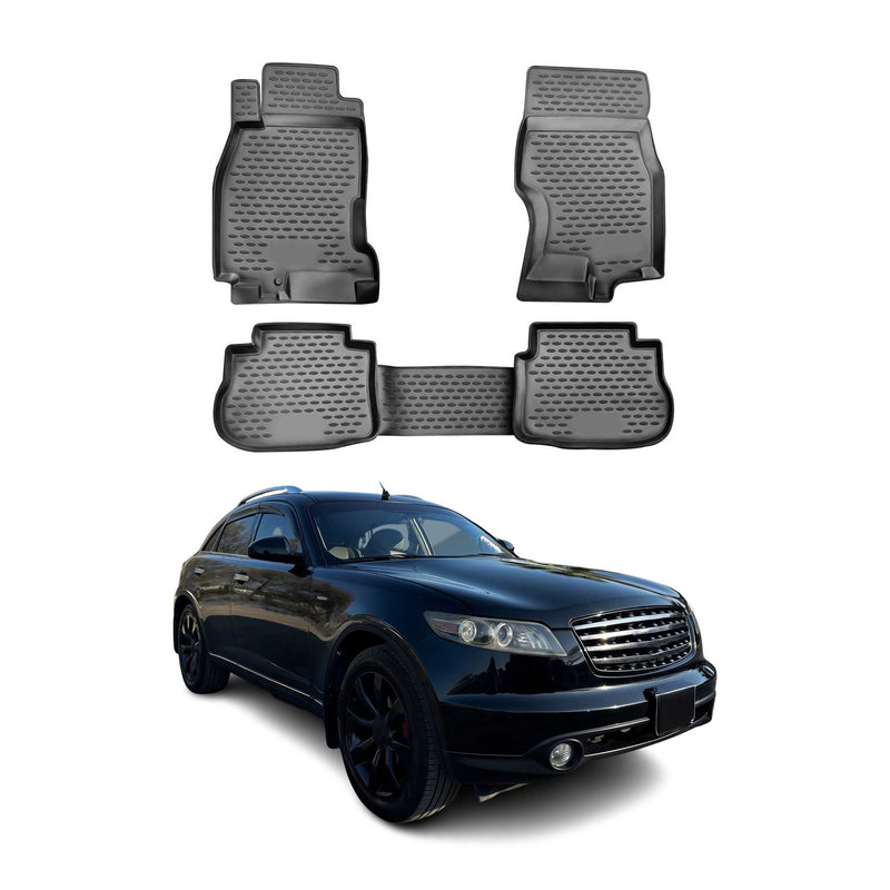 OMAC Gummimatten Fußmatten für Infiniti FX35 2003-2009 TPE Automatten Schwarz 4x