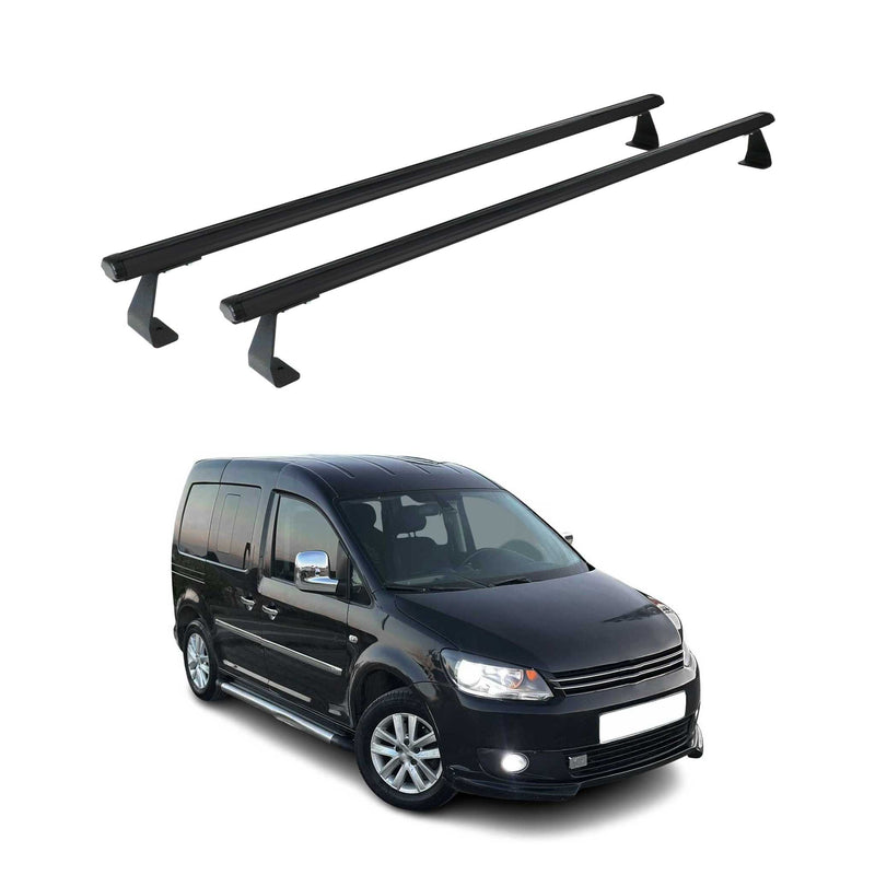Dachträger Grundtäger für VW Caddy 2004-2015 75kg Aluminium Schwarz 2 tlg