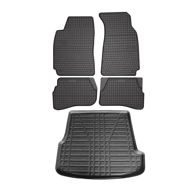 Fußmatten & Kofferraumwanne Set für Skoda Superb Stufenheck 2001-2008 Gummi 5x